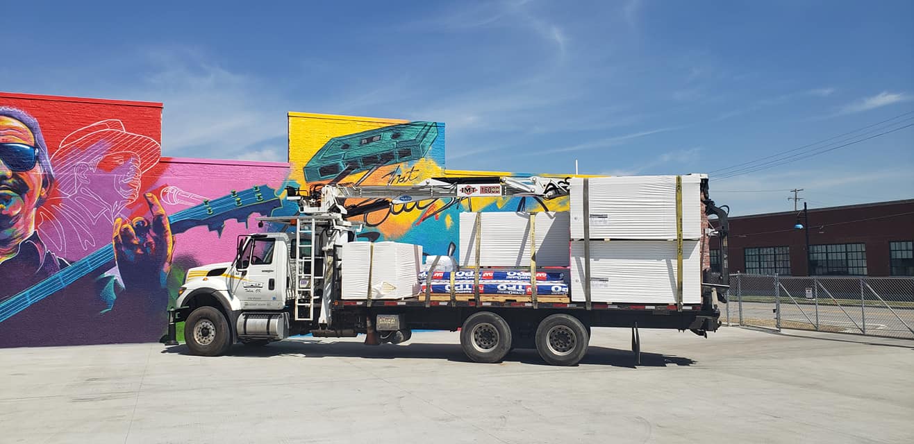 CB Roofing commercial project delivery truck
